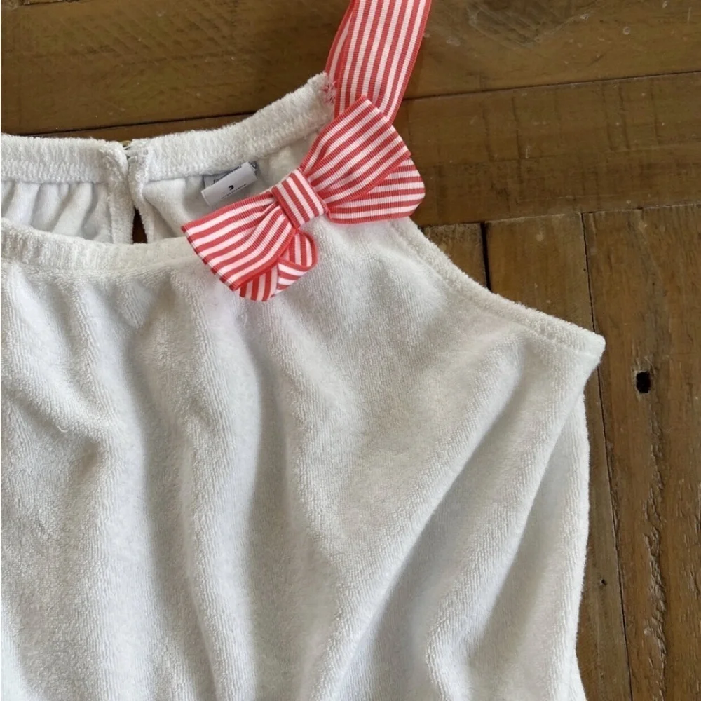 Janie and jack white Terry ribbon romper